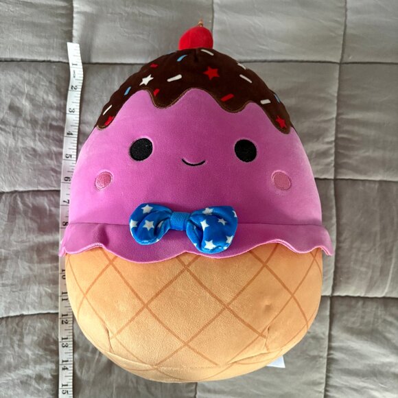 LIKE NEW, Squishmallows Sanjay Pink Ice Cream Sundae With Bowtie Plush Toy - Picture 7 of 8